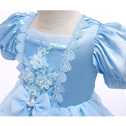 Vestido de princesa de encaje para niña, vestido de fiesta con mangas abullonadas, vestidos de princesa para cumpleaños o disfraz de Halloween para niñas de 3 a 10 años