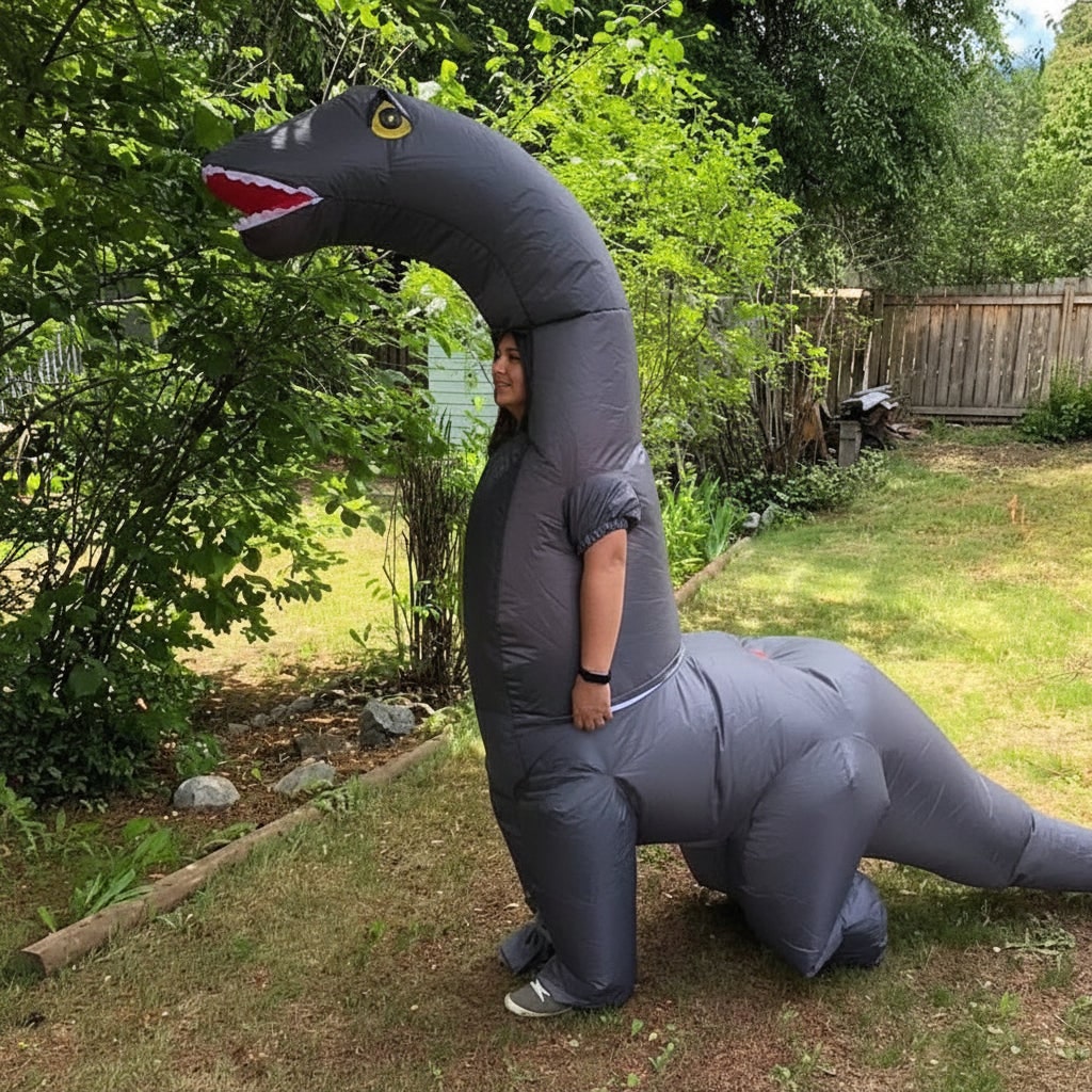 Dino Fun | Disfraz de dinosaurio inflable con diseño fácil de usar | Diversión de cuerpo completo para Halloween y fiestas