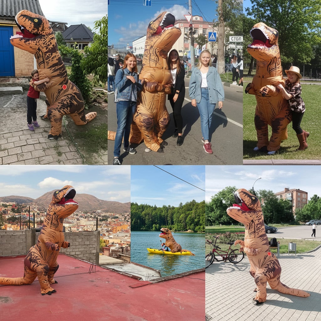 Disfraz de dinosaurio inflable | Divertido traje para fiestas con ventilador integrado | Diversión de cuerpo completo para todas las edades