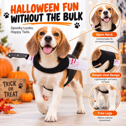 Ortekor Halloween Horror Prop Dog Costume Harness - Easy-On Funny Outfit for Trick-or-Treat, Parties & Photos | 6 Styles