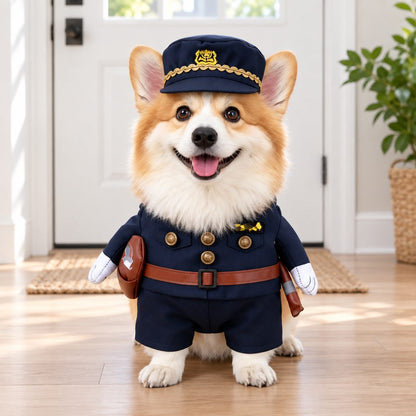 Halloween Police Officer Dog Costume with Hat – Funny Pet Cop Uniform for Trick-or-Treating, Parties & Photo Moments