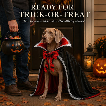 Ortekor Halloween Vampire Dog Cape Costume – Dracula Cloak with Stand-Up Collar for Trick-or-Treating, Parties & Photos
