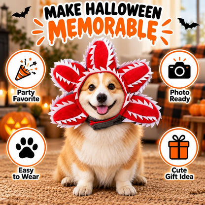 Halloween Venus Flytrap Pet Headpiece - Funny Red Monster Flower Dog Costume Accessory for Halloween Parties, Pet Photos & Holiday Dress-Up