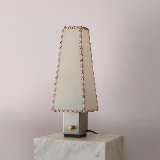 Accent Lamp with Natural Fabric Shade 20 Inch Stainless Steel Base Warm Glow E14 Socket for Nightstand Console Office Bedroom Living Room Re