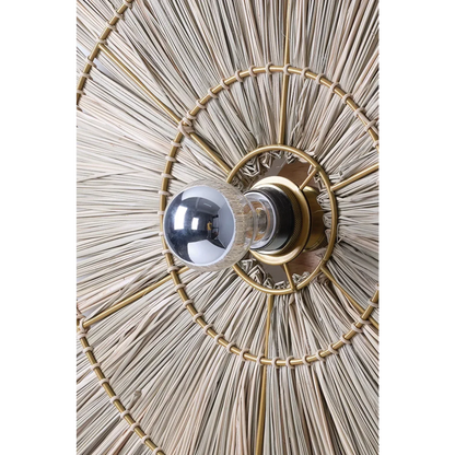 Handwoven Woven Sconce Light Fixture – Natural Brown Rattan Wall Mount for Bedroom, Hallway, or Living Space – 16", 24", or 32" Circular Sha