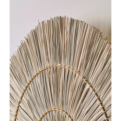 Handwoven Woven Sconce Light Fixture – Natural Brown Rattan Wall Mount for Bedroom, Hallway, or Living Space – 16", 24", or 32" Circular Sha