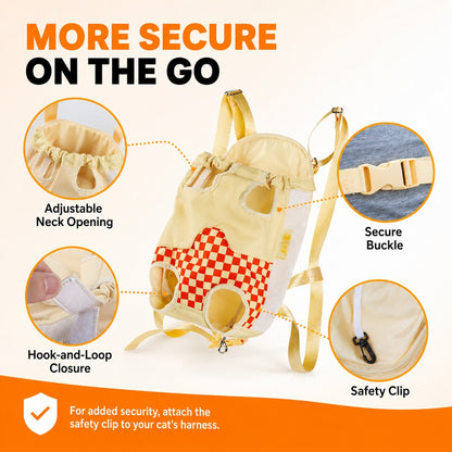 Ortekor Hands-Free Cat Carrier Backpack for Walks & Vet Visits - Breathable Front & Back Travel Bag
