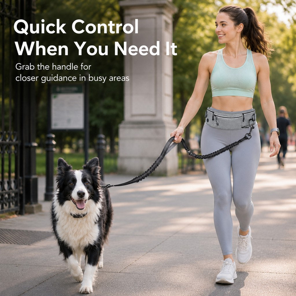 Ortekor Hands-Free Dog Running Leash Waist Belt – Shock Absorbing & Reflective, Perfect for Jogging, Hiking & Outdoor Walks with Your Dog