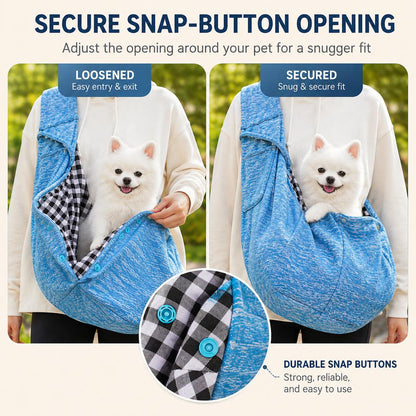 Ortekor Hands-Free Pet Sling Carrier for Small Dogs & Cats - Wide Strap Shoulder Bag for Walks, Errands & Vet Visits