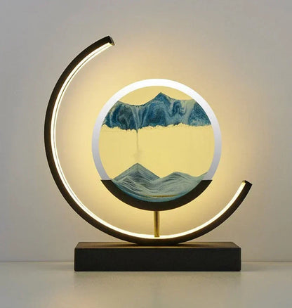Illuminated Sand Art Table Lamp with Dual Color Glow for Bedroom Nightstand Desk Home Office Living Room Ambient Lighting Decor