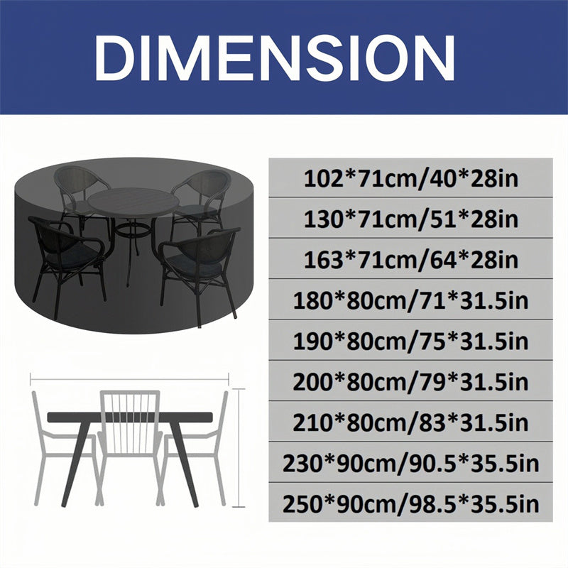 Weatherproof Circular Patio Table Cover with Ventilation – 600D Oxford Fabric, Adjustable Drawstring, UV-Resistant Protection for Round