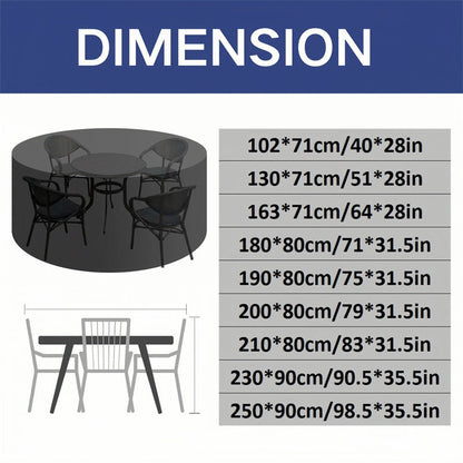 Weatherproof Circular Patio Table Cover with Ventilation – 600D Oxford Fabric, Adjustable Drawstring, UV-Resistant Protection for Round