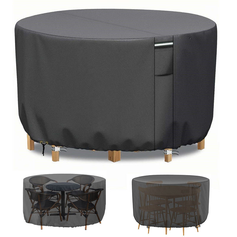 Weatherproof Circular Patio Table Cover with Ventilation – 600D Oxford Fabric, Adjustable Drawstring, UV-Resistant Protection for Round