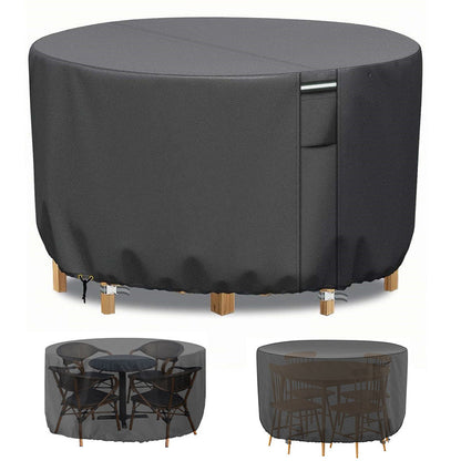 Weatherproof Circular Patio Table Cover with Ventilation – 600D Oxford Fabric, Adjustable Drawstring, UV-Resistant Protection for Round