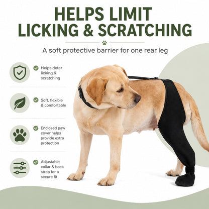 Ortekor Adjustable Dog Rear Leg Recovery Sleeve with Paw Cover - Helps Limit Licking During Post-Surgery Rest
