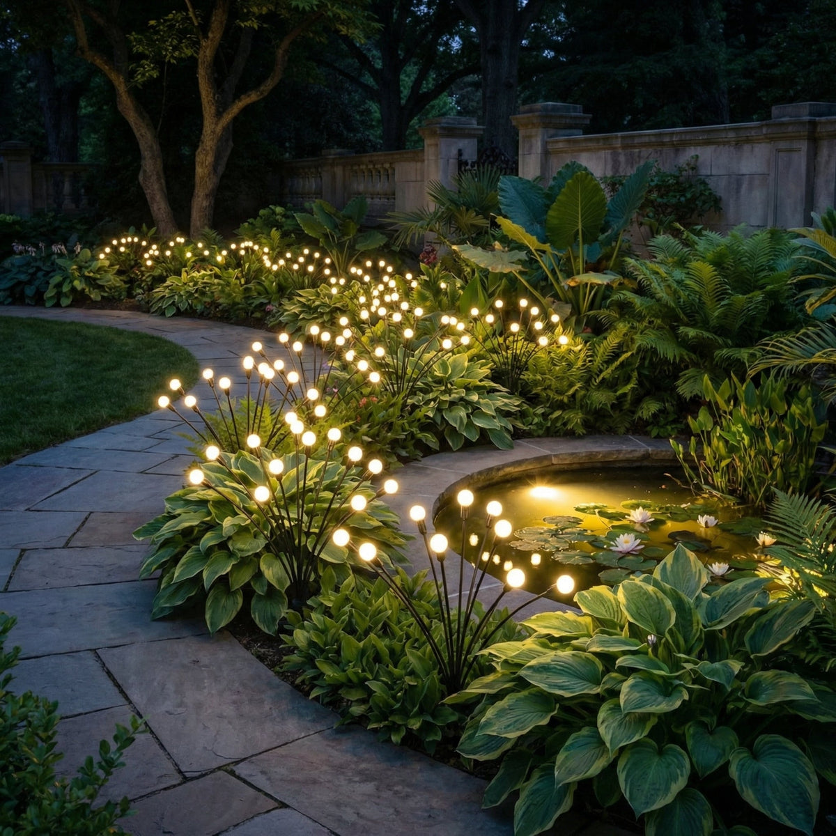 Motion-Activated Pathway Lights Outdoor Solar Powered LED Stakes Garden Yard Decor Dancing Landscape Illumination for Walkways Driveways Flo