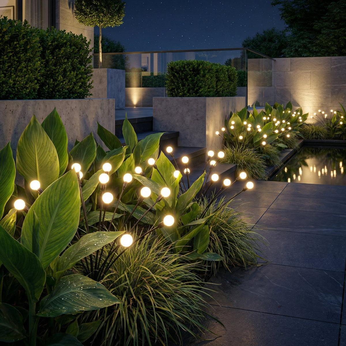Motion-Activated Pathway Lights Outdoor Solar Powered LED Stakes Garden Yard Decor Dancing Landscape Illumination for Walkways Driveways Flo