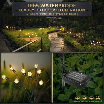 Motion-Activated Pathway Lights Outdoor Solar Powered LED Stakes Garden Yard Decor Dancing Landscape Illumination for Walkways Driveways Flo