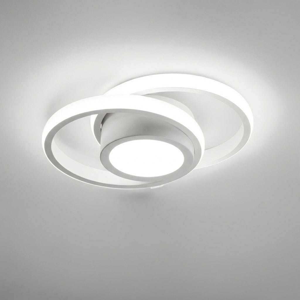 Dual-Hoop Flush Mount LED Fixture – 9.4 Inch Aluminum Frame – 3000K Glow for Bedrooms, Hallways & Compact Spaces