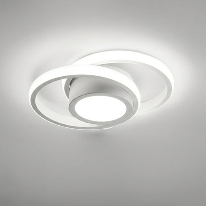 Dual-Hoop Flush Mount LED Fixture – 9.4 Inch Aluminum Frame – 3000K Glow for Bedrooms, Hallways & Compact Spaces