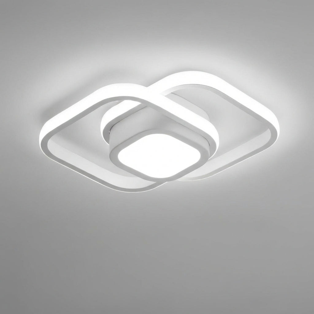 Dual-Hoop Flush Mount LED Fixture – 9.4 Inch Aluminum Frame – 3000K Glow for Bedrooms, Hallways & Compact Spaces