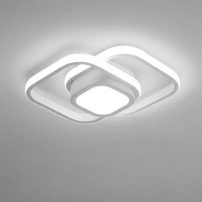 Dual-Hoop Flush Mount LED Fixture – 9.4 Inch Aluminum Frame – 3000K Glow for Bedrooms, Hallways & Compact Spaces