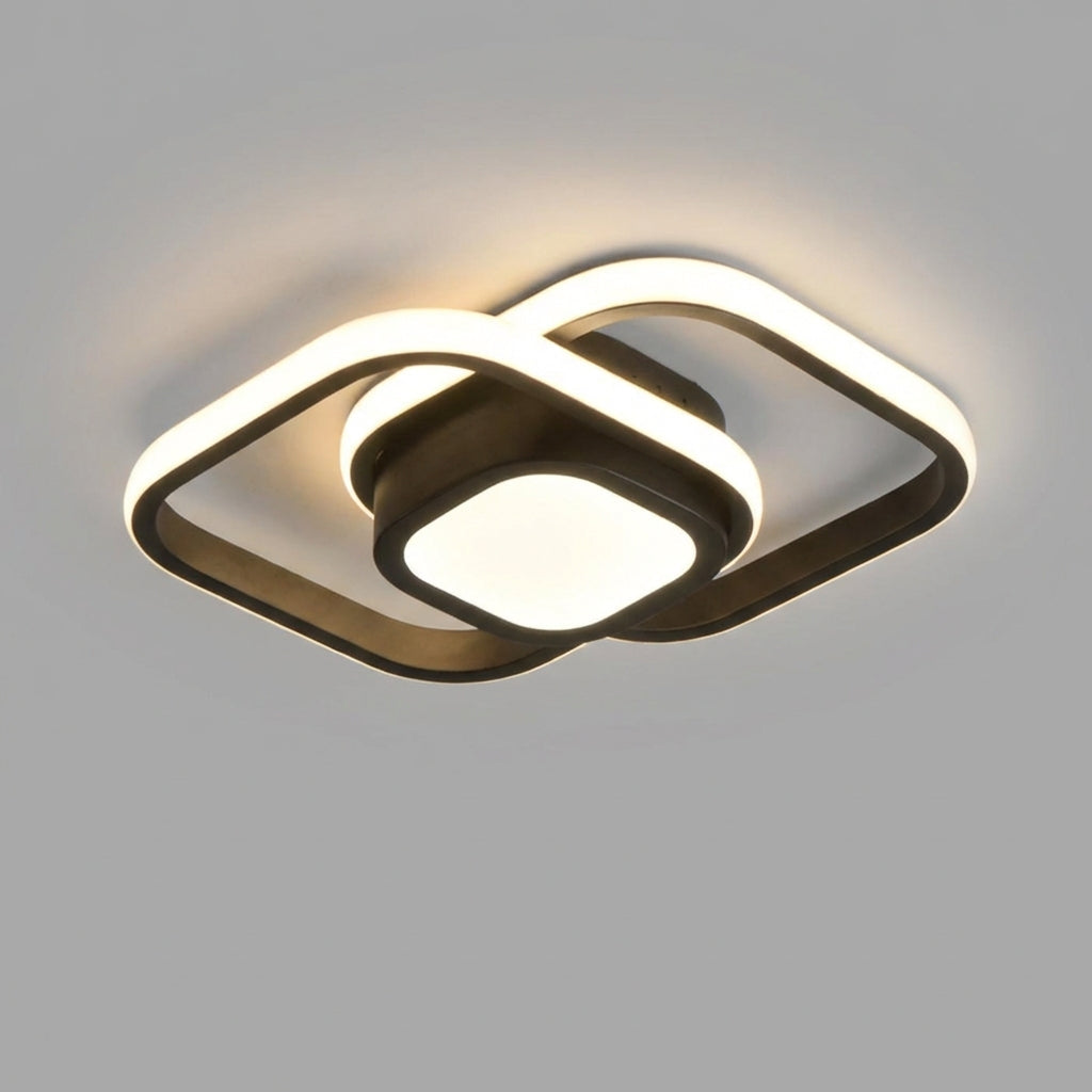 Dual-Hoop Flush Mount LED Fixture – 9.4 Inch Aluminum Frame – 3000K Glow for Bedrooms, Hallways & Compact Spaces