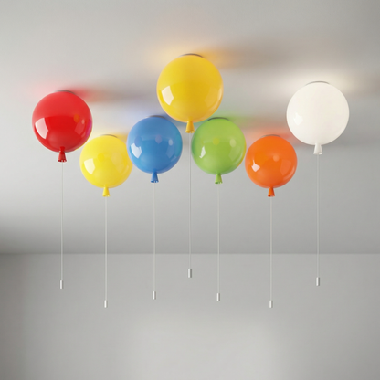 Spherical LED Wall & Ceiling Fixture with Pull Chain in Red Blue Yellow Green Orange White Small Medium Large for Bedroom Playroom Hallway K