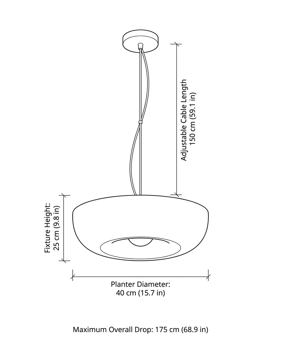 Hanging Planter Light with Built-In Pot for Indoor Plants, Succulents & Herbs, Modern Pendant Ceiling Fixture for Kitchen, Living Room & Din