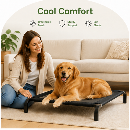 Ortekor Elevated Breathable Mesh Dog Bed (Foldable Canopy)