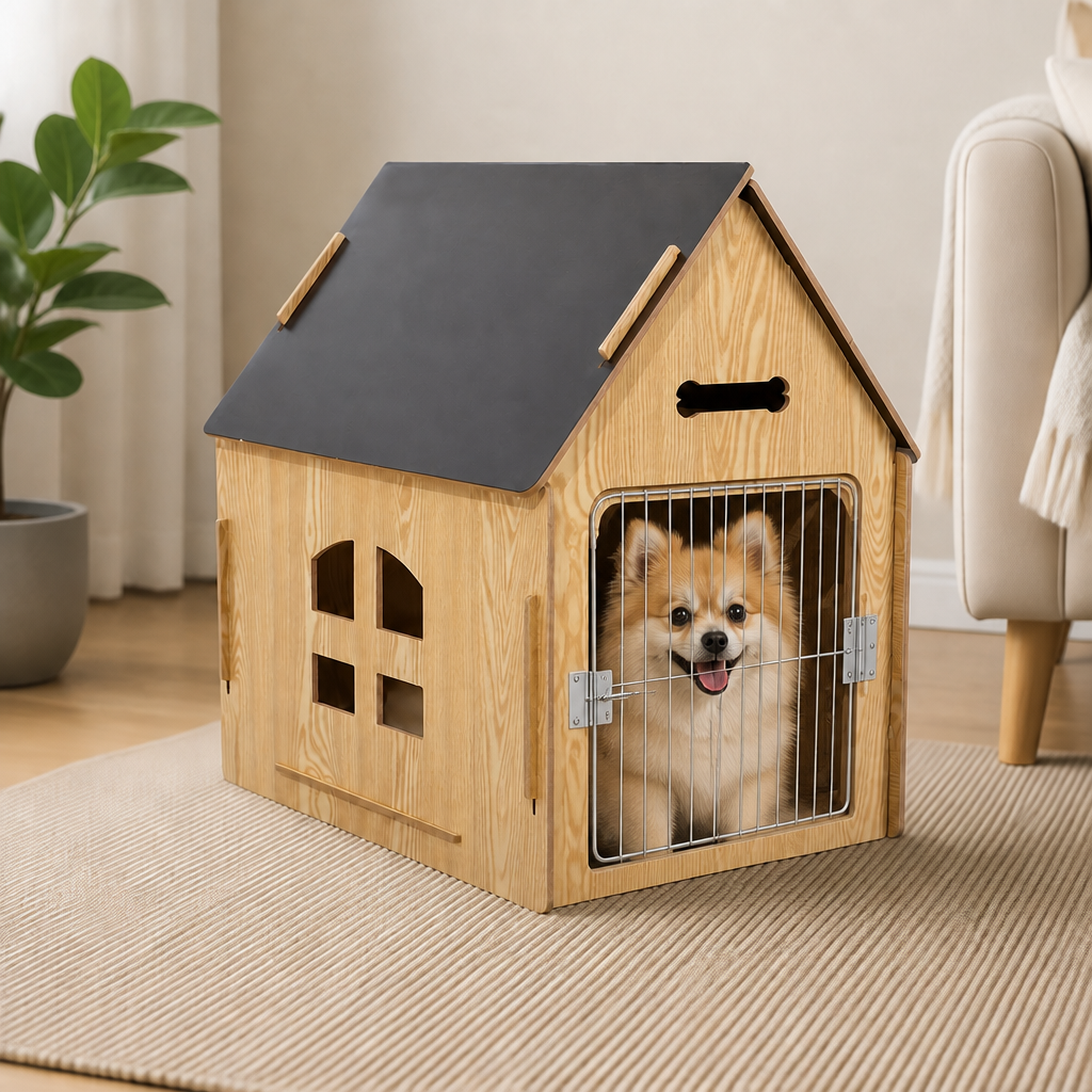 Ortekor Elevated Wood & Ventilated Pet House (For Small Dogs & Cats)