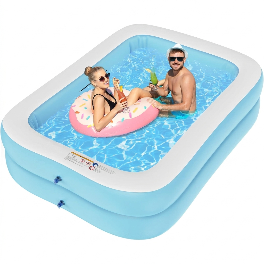 Rectangular Inflatable Pool for Children and Adults – Thickened Design