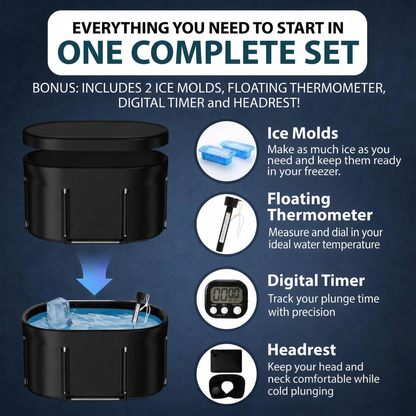 Large Oval Cold Plunge Tub Set with Timer, Thermometer, and Ice Molds