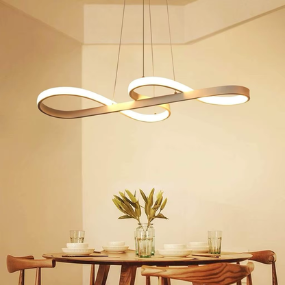 Modern Circle Hanging Fixture with Remote Dimming for Dining Room & Kitchen Island Adjustable Height 47 in Black White Gold Finish Contempor
