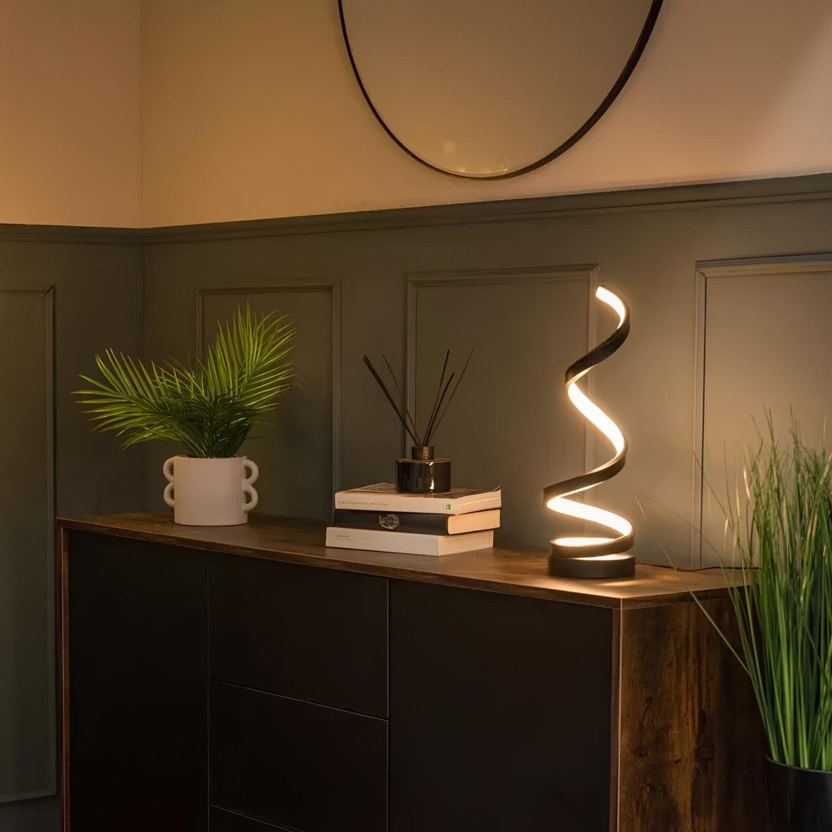 Curved Metal Desk Lamp with Dimmable LED Light and 3 Color Modes for Bedroom Office and Living Room