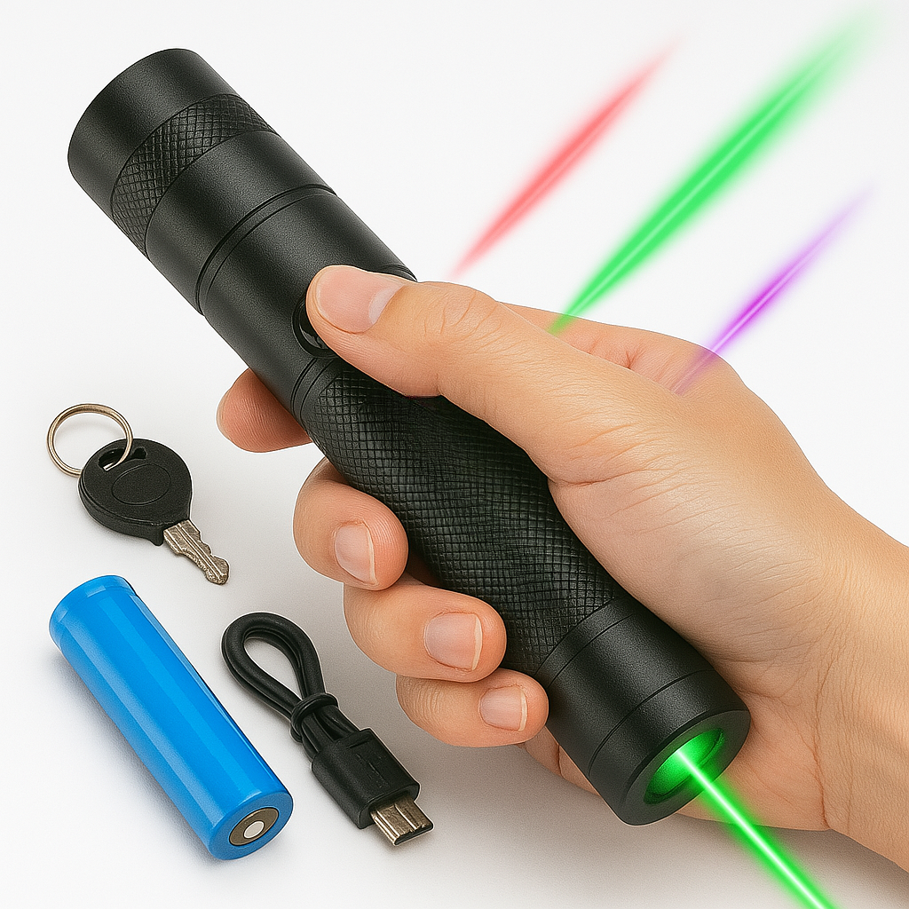 Rechargeable Tactical Laser Pointer with Adjustable Focus Beam for Presentations, Stargazing & Outdoor Use | USB Powered Long Distance