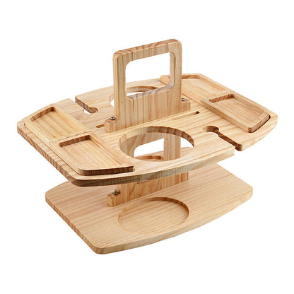 Portable Wooden Wine Table for Picnics – Holds Bottle, Glasses & Snacks for Outdoor Dining, Beach Trips, Garden Parties