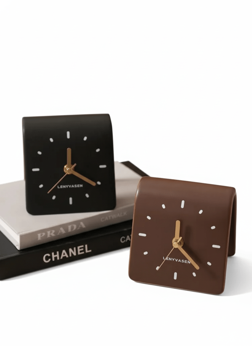 Ceramic Tabletop Clock Silent Quartz Movement 4.8 Inch Rounded Minimalist Timepiece for Bedroom Nightstand Office Desk Home Decor Battery Op
