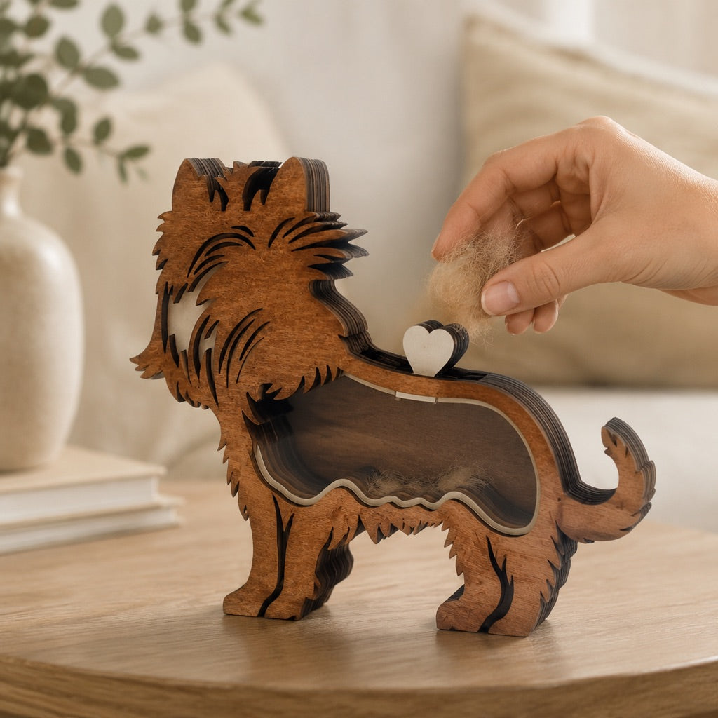 Ortekor Wooden Pet Fur Keepsake Box for Grooming Memories & Pet Loss - Display Their Fur Instead of Hiding It Away