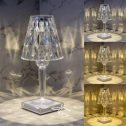 Lámpara de escritorio LED de cristal de lujo con diseño brillante