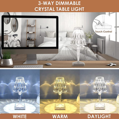 Lámpara de escritorio LED de cristal de lujo con diseño brillante