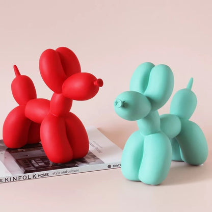 Glossy Resin Balloon Pup Figurine 8.5 Inch Abstract Modern Art Accent for Desk Shelf Mantel Contemporary Home Office Decor Statement Piece
