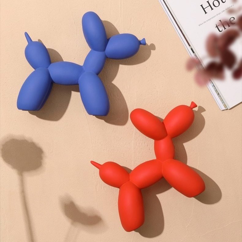 Glossy Resin Balloon Pup Figurine 8.5 Inch Abstract Modern Art Accent for Desk Shelf Mantel Contemporary Home Office Decor Statement Piece
