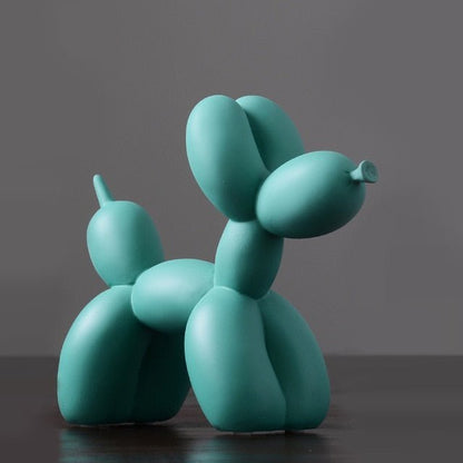 Glossy Resin Balloon Pup Figurine 8.5 Inch Abstract Modern Art Accent for Desk Shelf Mantel Contemporary Home Office Decor Statement Piece