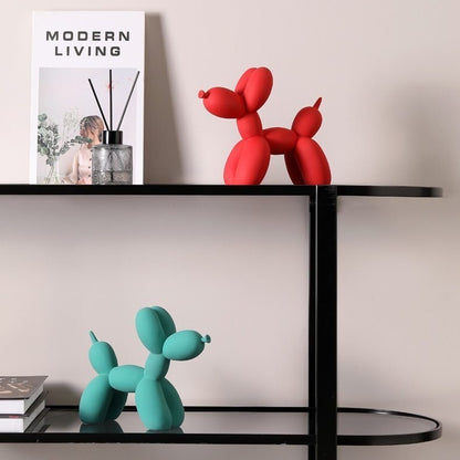 Glossy Resin Balloon Pup Figurine 8.5 Inch Abstract Modern Art Accent for Desk Shelf Mantel Contemporary Home Office Decor Statement Piece