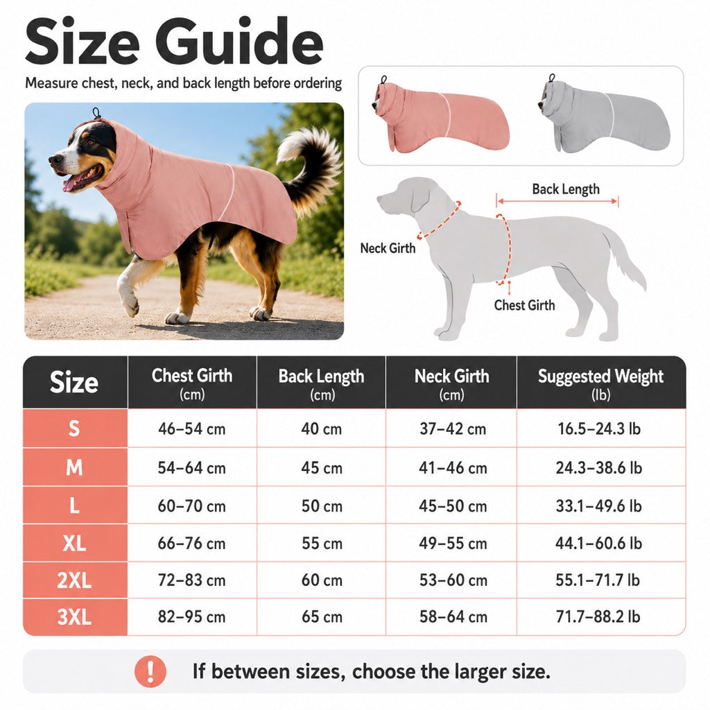 Ortekor Hooded Dog Sun & Rain Cape for Summer Walks - Lightweight Neck-to-Back Coverage for Drizzle, Wind & Sunny Outdoor Days