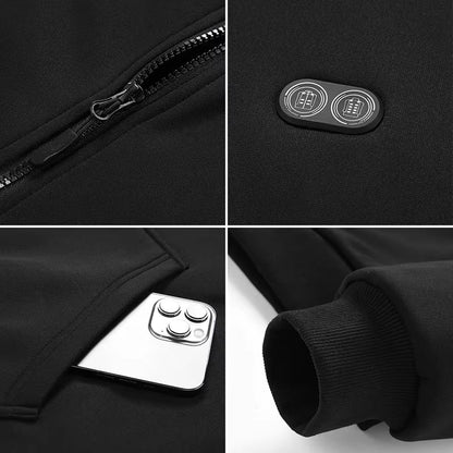 Electric Heated Hoodie with 17 Heating Zones & Dual Temperature Controls for Winter Warmth