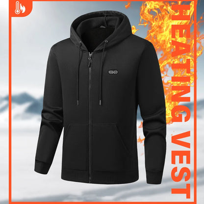 Electric Heated Hoodie with 17 Heating Zones & Dual Temperature Controls for Winter Warmth