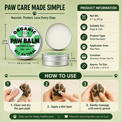 Ortekor Dog & Cat Paw Balm for Post-Walk Care - Moisturizes Dry, Rough Paw Pads
