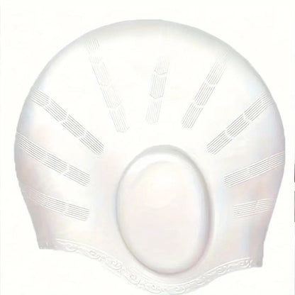 Silicone Swim Cap with Ear Pockets for Long Hair Protection – Waterproof Pool Cap for Women Men Kids Competitive Training Lap Swimming